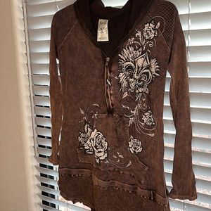 Bejeweled Brown Pullover